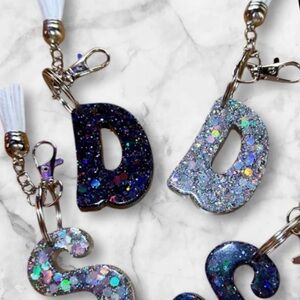 FOR PATTI Glitter Resin Letter Keychain -